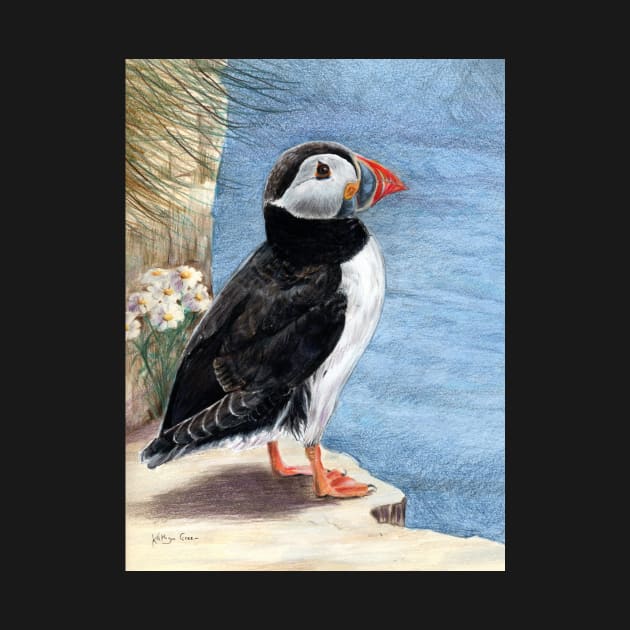 Puffin on cliff edge by thryngreen