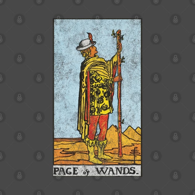 Page of wands tarot card (distressed) by Nate's World of Tees