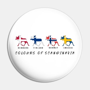 Colours of Scandinavia national flags elk silhouette Pin