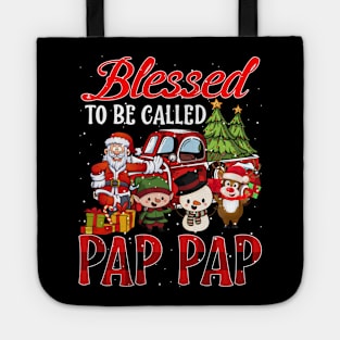 Blessed To Be Called Pap Pap Christmas Buffalo Plaid Truck Tote