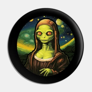 UFO Mona Lisa Alien Gifts Men Women Kids Funny Alien Pin