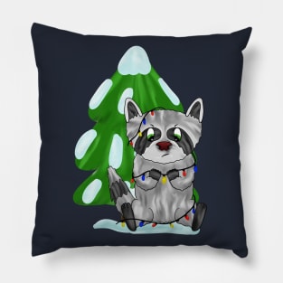 Funny Christmas raccoon Pillow