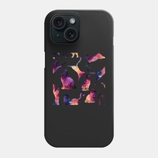 Watercolor Colorful Galaxy and Cats Phone Case