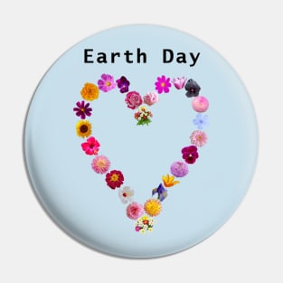 Earth Day Floral Heart Pin