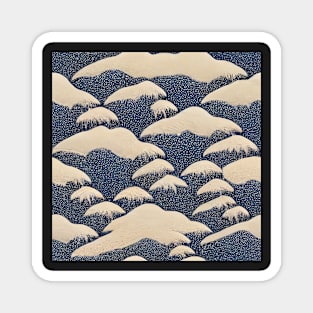 Snowy Mountains Chiyogami Pattern Magnet