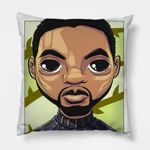 Pop Culture Caricature #5 - Black Panther Pillow by yazgar