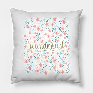 Wanderlust - Coral and Teal Metallic Pillow