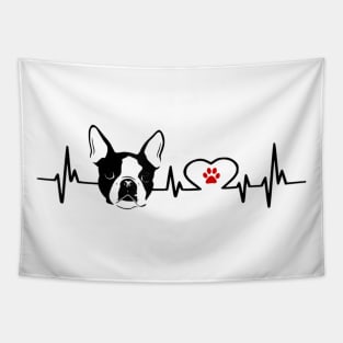 Boston Terrier Heartbeat Line Tapestry