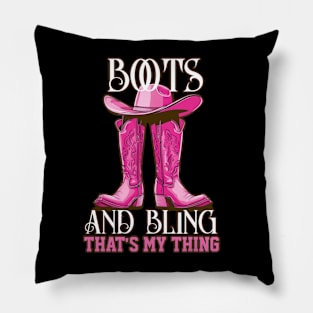 Country Cowgirl Pink Boots and Bling Pillow