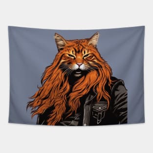 Orange Leather Kitty Tapestry