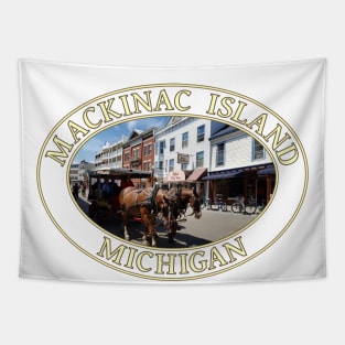 Horse and Carriage in Downtown Mackinac Island, Michigan Tapestry