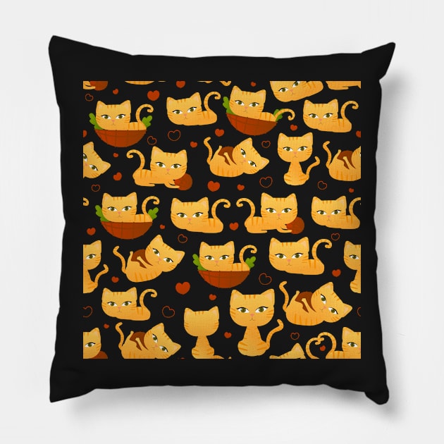 Cute red cat in different poses Pillow by Lozovytska