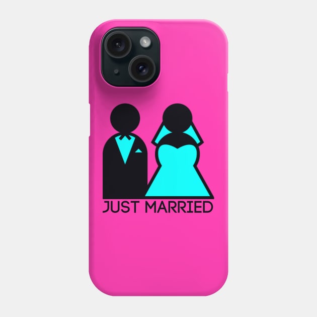 Just Married Newlyweds in Cyan Phone Case by TheDaintyTaurus