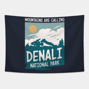 Alaska Denali National Park Retro Vintage Design Tapestry