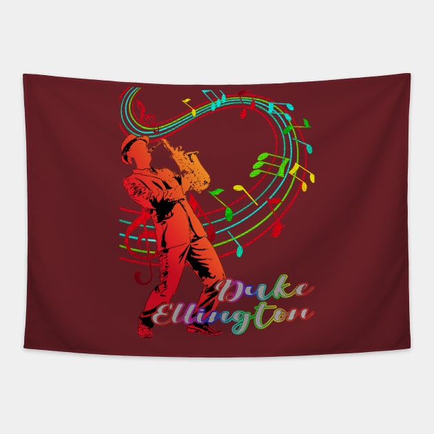 A Man With Saxophone-Duke Ellington Tapestry by Mysimplicity.art