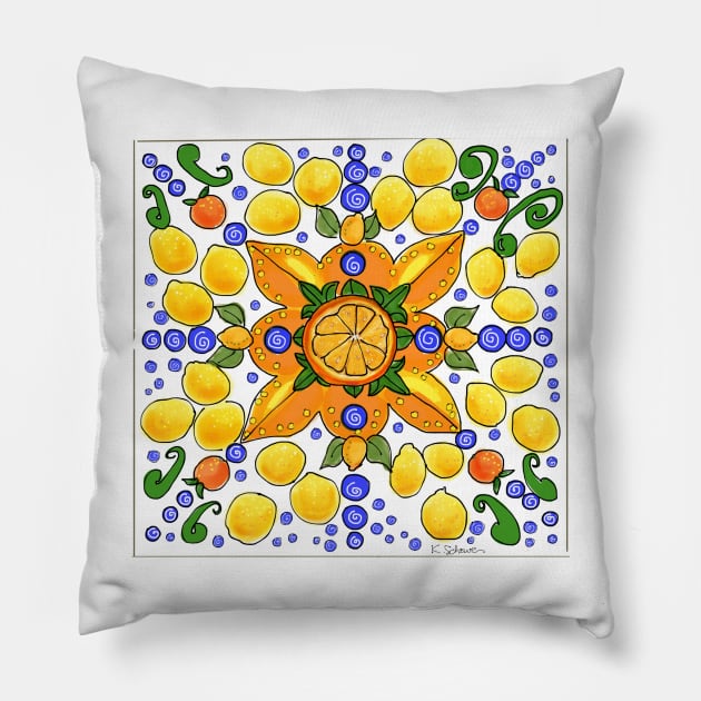 Talavera Lemons Pillow by kschowe