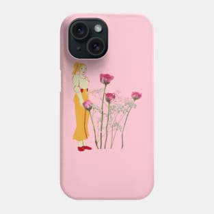 Yellow girl and Red rose t-shirt Phone Case