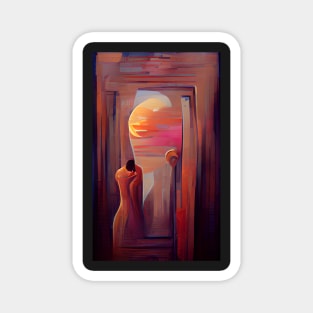 Looking Glass Sunset Surreal Art Magnet