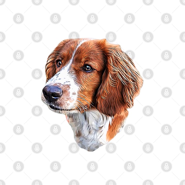 Welsh Springer Spaniel Dog Head Art by ElegantCat