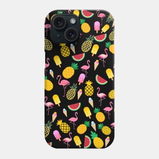 Pineapple and Flamingo Face Mask. Phone Case