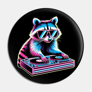 Retro Raccoon DJ Funny Raccoon Pin