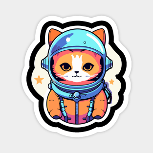 Cat Astronaut Illustration Magnet
