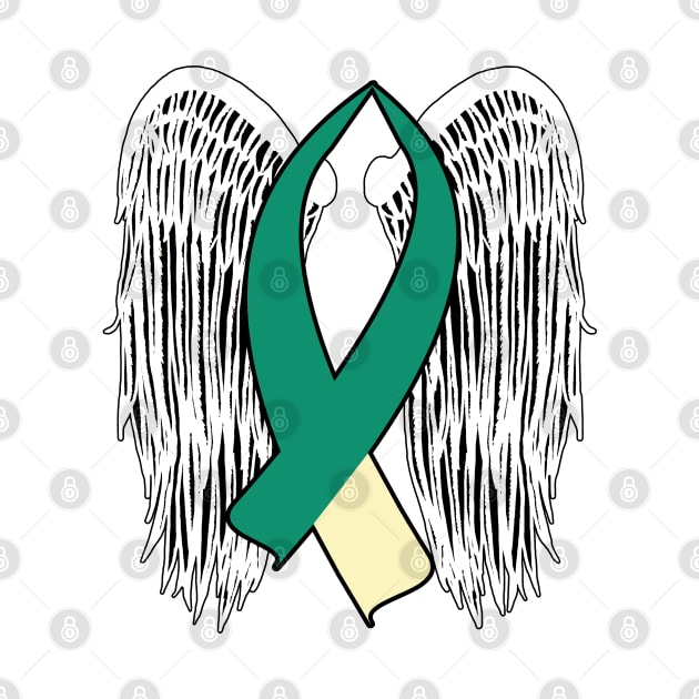 Winged Awareness Ribbon (Teal & Cream) by BlakCircleGirl