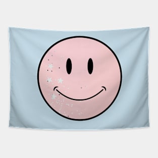 pastel pink silver star confetti background classic Smiley Face Tapestry