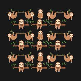 sloth on tree pattern T-Shirt