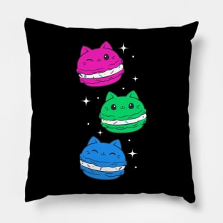 Polysexual Pride Flag Month Cute Cat Kawaii Macaron Pillow