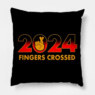 2024 Funny New Year Fingers Crossed Slogan Meme Pillow