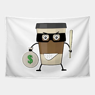 Cafe Mug Bandit - Funny Character Illustration Tapestry