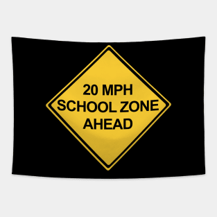 20 MPH School Zone Ahead Warning Sign Tapestry