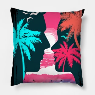 Colorful Beach Sunset Summer Design Pillow