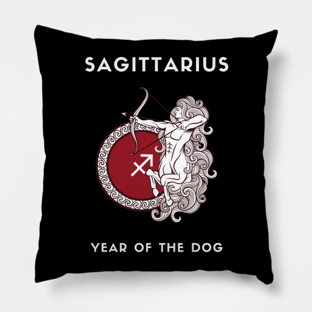 SAGITTARIUS / Year of the DOG Pillow by KadyMageInk