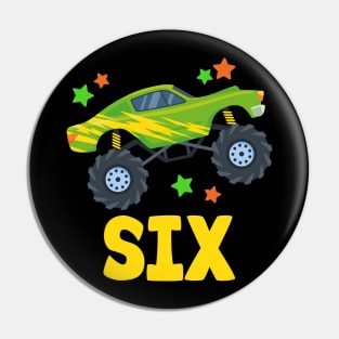 I'm 6 This Is How I Roll Monster Truck 6th Birthday GIft For Boys Toddler Kid Pin