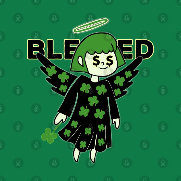 Lucky Clover Blessed Angel - Good Luck Charm by alcoshirts