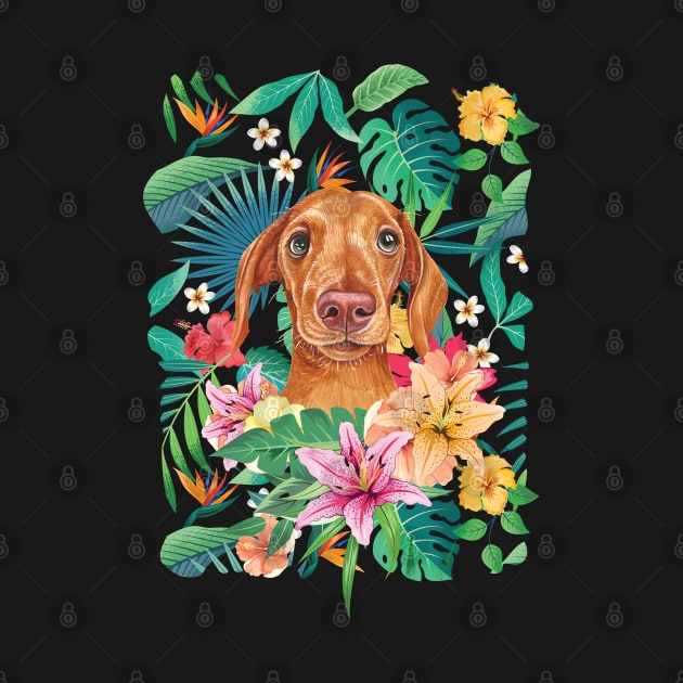 Tropical Red Dachshund Doxie 1 by LulululuPainting