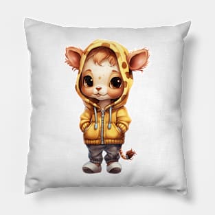 Giraffe Wearing Hoodie Pillow