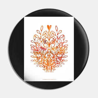 Orange Abstract Flowers Pin