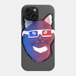 Retro Cat Wearing 80s 3D Glasses Illustration Phone Case