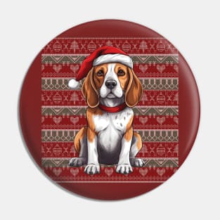 Funny Beagle Dog Christmas Ugly Pin