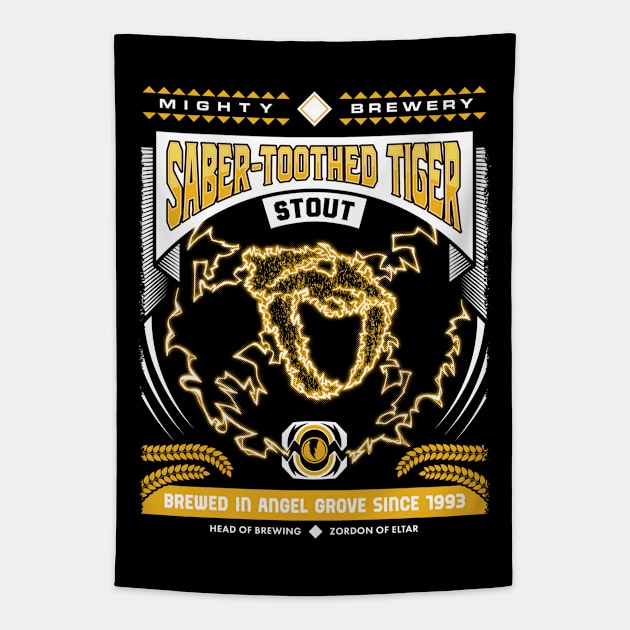 Mighty Brews - Yellow Saber-Toothed Tiger Tapestry by DCLawrenceUK