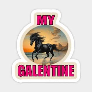 My galentine black horse on the beach Magnet