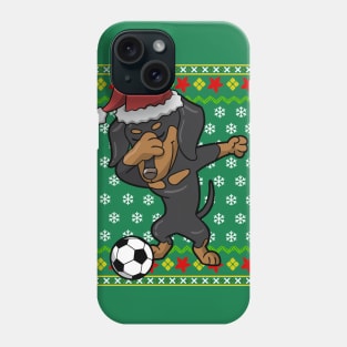 Soccer Dabbing Dachshund Dog Ugly Christmas Sweater Phone Case