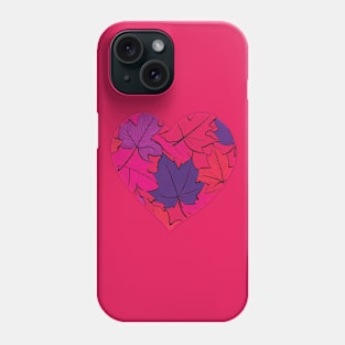 I Love Pink & Blue Leaves & Hearts Phone Case