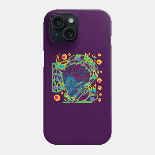 skeleton mariachi calavera in floral portrait of the death Phone Case by jorge_lebeau