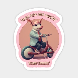 They See Me Rollin', They Hatin' Funny Piglet on a Scooter Magnet