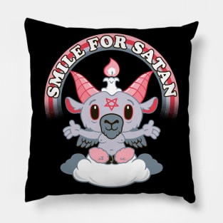 Smile for Satan - Creepy Cute Kawaii Goat - Cartoon Baphomet Pillow