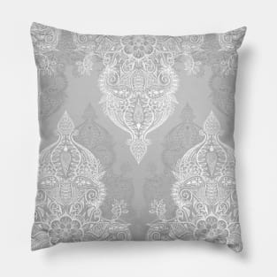 Lace & Shadows 2 - Monochrome Moroccan doodle Pillow